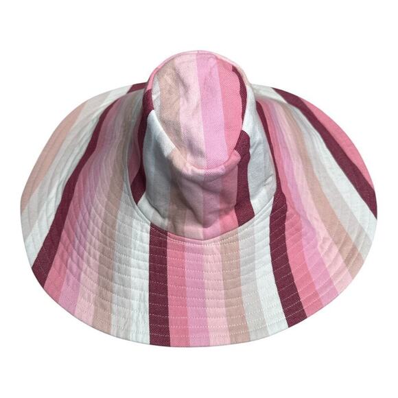J. Crew Limited-Edition Pink Yellow Stripe Reversible Wide Brim Sun Hat Adult - Picture 2 of 6
